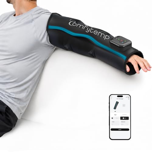 Comfytemp Air Compression Arm Massager for Circulation and Pain Relief, M | FSA Eligible HSA, Portable Full-Arm Compression Sleeve for Tennis Elbow, Edema, Ideal for Men Women (Fits Upper Arm 11"~15") - size: M, 11"~15"