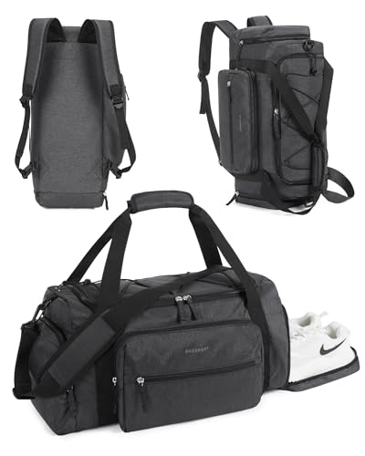 BAGSMART 4-IN-1 Gym Bag for Women Men, TSA Duffle Bag for Travel | With Shoe Compartment & Wet Pocket, 22L/30L/38L Tactical Backpack with 40oz Water Bottle Holder, Lightweight, Water-resistant - color: B-Black