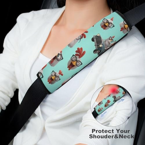 2 Pack Breathable Car Seat Straps Shoulder Pads for Adults and Children, All Vehicles, Cute Chicken Hen Harness Pads Strap, Pressure Relief - color: Pattern 623