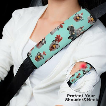2 Pack Breathable Car Seat Straps Shoulder Pads for Adults and Children, All Vehicles, Cute Chicken Hen Harness Pads Strap, Pressure Relief - color: Pattern 623