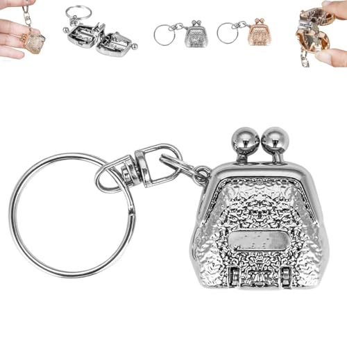 Mini Nail Clippers with Keyring, Portable Bag-Shaped Folding Fingernail Clipper Keychain, Foldable Compact Pocket Nail Cutter for Home Travel Daily Use (Silver) - color: Silver