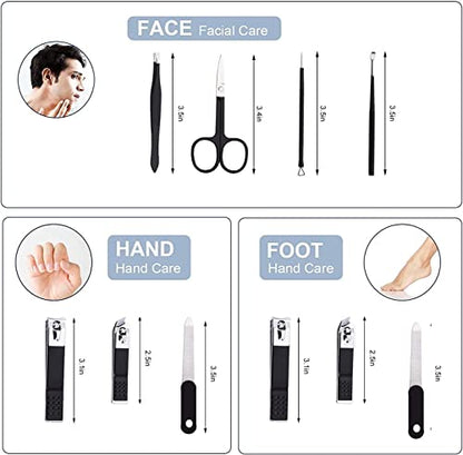Aceoce Nail Clippers Set Professional Manicure Set Grooming Kits Nail Kit | Stainless Steel Finger and Toe Nail Clippers Travel Manicure Pedicure Kit Nail Care Kit Personal Care Tools Gifts for Men - color: Black and White