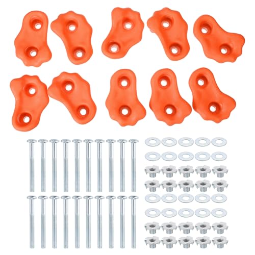 PATIKIL Climbing Rock Wall Grips Play Set Climber Attachments with Double Hole - color: Orange Red, size: B-Small