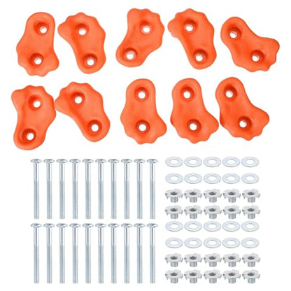 PATIKIL Climbing Rock Wall Grips Play Set Climber Attachments with Double Hole - color: Orange Red, size: B-Small