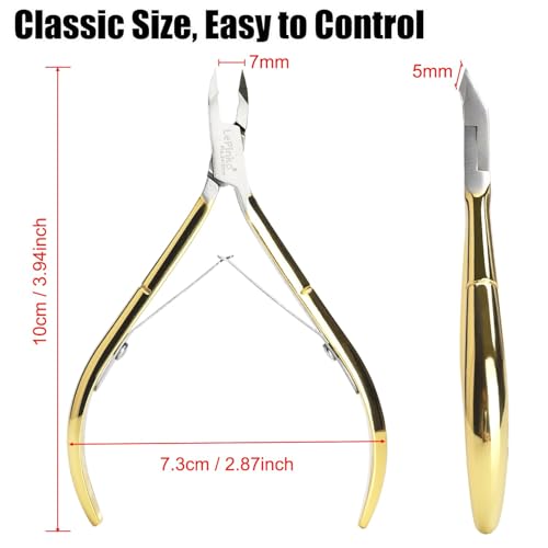 4 Packs Upgraded Cuticle Trimmer kit, 5mm Jaw, Golden | Upgraded Blades and Springs, Sharp and Labor-saving Dead Skin Clipper Tool for Women and Men - color: Golden