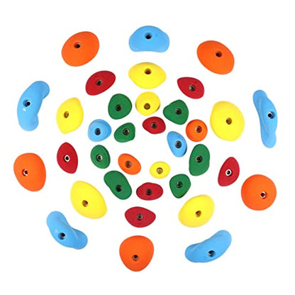 Atomik Rock Climbing Holds Set of 35 Steep Wall Holds in Assorted Bright Tones