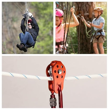 26KN Aluminum Climbing Pulley with Bearing Rotation for Rope | Rescue Hauling Applications, Arborist Rigging Equipment, Hitch Hole Design, Rappelling System Component