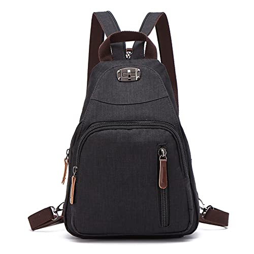FANDARE Retro Sling Chest Backpack Multipurpose Crossbody Shoulder Bag - color: Black