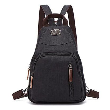 FANDARE Retro Sling Chest Backpack Multipurpose Crossbody Shoulder Bag - color: Black