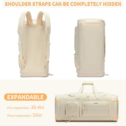 Bosstin Gym Bag for Women & Men, 45L Travel Duffle Sports Duffel Bag Gym Weekender Overnight Backpack with Shoe Compartment (4Beige) - color: 4Beige