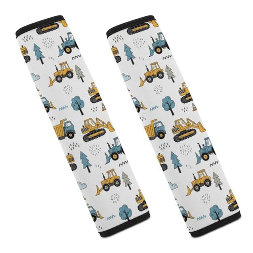 2 Pack Truck Excavator Tractor Yellow White Seat Belt Shoulder Pad Universal Soft and Comfortable Seat Belt Covers Cushion for Kids, Most Cars, Comfortable Driving - color: Pattern 1057