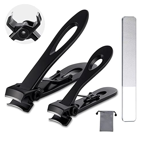 Nail Clippers for Thick Nails,Fingernail Toenail Clippers,Nail Clipper Set for Adult Men Women (Black) - size: Black with carry sack