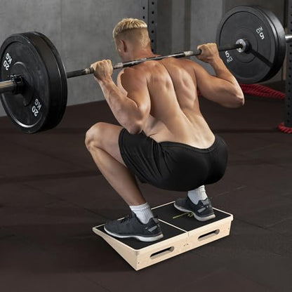 Sportneer Squat Wedge, 1200LB Wooden Heel Elevated Board for Squats | 15°/ 20° Squat Wedge Block, Slant Board for Squats Weightliting Home Gym Squat Wedge Non-Slip - size: 15°