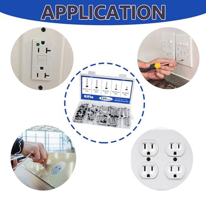 120 pcs Wall Plate Screws, Black Outlet Screws 6-32 Thread Light Electrical Cover Panel Switch Plate Screws 5 Length Sizes (3/8", 9/16", 3/4", 1", 1.2") - color: Black, size: 3/8", 9/16", 3/4", 1", 1.2"
