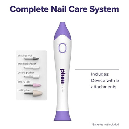 Plum Beauty Complete 5-in-1 Nail Care System – Manicure & Pedicure Kit | with Interchangeable Attachments for Shaping, Buffing, and Cuticle Care