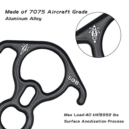SOB Rescue Figure 8 Descender Belaying Belay Device Rock Climbing Rappelling Gear Aluminum Magnesium Alloy for Climbing,High Rescue,Mountaineering - color: Black