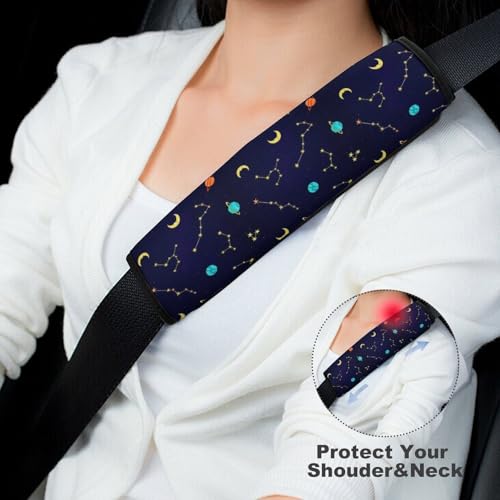 Universal Soft and Comfortable Car Seat Straps Shoulder Pads for Girls and Boys, Most Cars, 1 Pair Space Galaxy Constellation Harness Pads Strap Comfortable Driving - color: Pattern 693