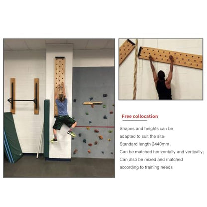 96inchs Climbing Pegboard, Wall-Mounted Climbing Board, Sturdy Birch Wood Pegboard Climbing Wall with Wooden Dowel Pegs, 35 Staggered Climbing Holes，Freely Combinable, Three-Part