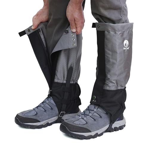 Pike Trail Adjustable Leg Gaiters - Lightweight, Waterproof - Leg Guards for Men & Women - Hiking Essentials Ideal for Hunting, Trekking & Fishing - 1 Pair - color: Overcast Grey