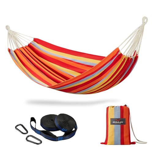 Brazilian Double Hammock with Tree Straps, Extra Large, 450 lbs Capacity | Soft Woven Cotton Fabric, 94.5 × 63 in, 2-Person Hammock with Carry Bag for Backyard, Patio, Indoor & Outdoor, Summer Fruit - color: Summer Fruit, size: X-Large