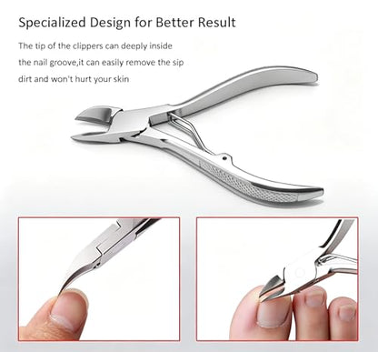 Podiatrist Nail Clippers, Professional Thick & Ingrown Toenail Clippers for Men & Seniors,Pedicure Clippers Toenail Cutters, Super Sharp Curved Blade Grooming Tool - color: Silver