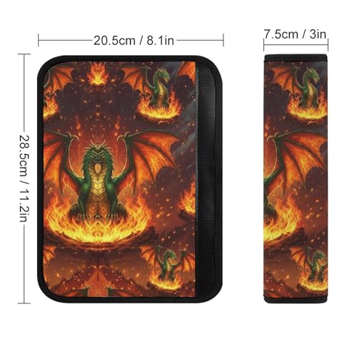 Soft Padded Seat Belt Shoulder Pad for Elderly Support, Stroller Pushchair High Chair, 2 Pack Mythical Fire Green Dragon Shoulder Harness Cover Neck and Shoulder Support - color: Pattern 853