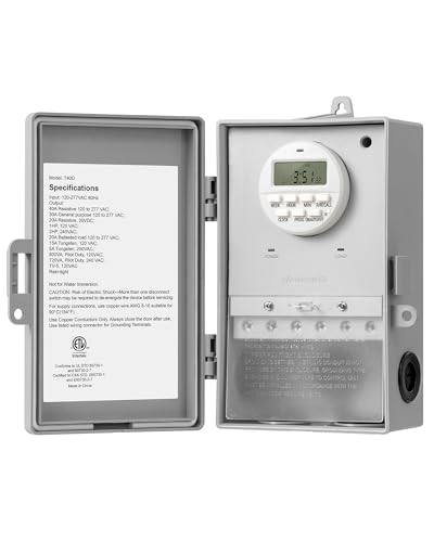 DEWENWILS Pool Pump Timer, Digital Timer Box, 2HP 40A 120-277 VAC, 7-Day 20 ON/Off Programmable Timer Switch for Water Heater, Pool Pump, SPA, Motor, ETL Listed Gray - color: Gray