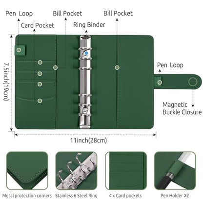 SKYDUE Budget Binder, Money Saving Binder with Zipper Envelopes, Cash Envelopes and Expense Budget Sheets for Budgeting (DarkGreen) - color: Darkgreen