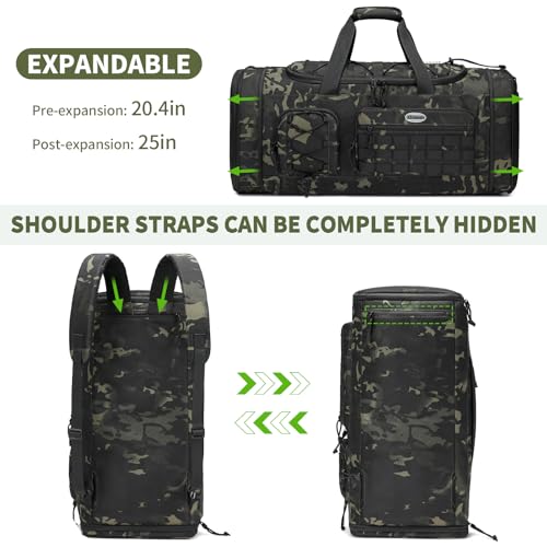 Bosstin Gym Bag for Men & Women,45L Travel Duffle Sports Duffel Bag Gym Weekender Overnight Backpack with Shoe Compartment (GREEN CAMOUFLAGE) - color: GREEN CAMOUFLAGE