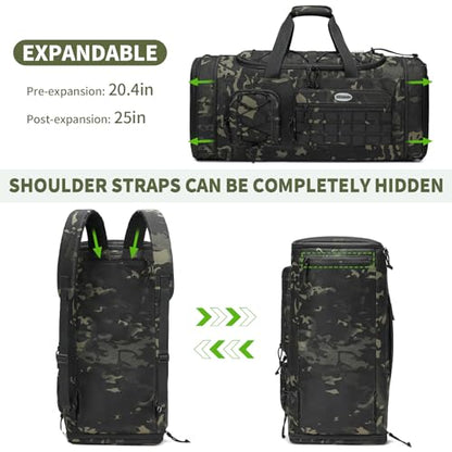 Bosstin Gym Bag for Men & Women,45L Travel Duffle Sports Duffel Bag Gym Weekender Overnight Backpack with Shoe Compartment (GREEN CAMOUFLAGE) - color: GREEN CAMOUFLAGE