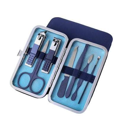 Folding Nail Clipper & Cuticle Nipper Set, Stainless Steel Portable Manicure Pedicure Kit for Travel Blue - color: Blue