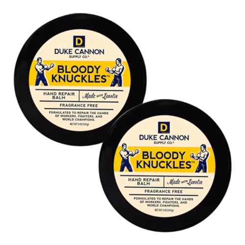 Duke Cannon Bloody Knuckles Hand Repair Balm, 5 oz (Pack of 2), Unscented | Heavy-duty hand repair balm deeply moisturizes dry, cracked hands without leaving a greasy residue. - size: 5 Ounce (Pack of 2)