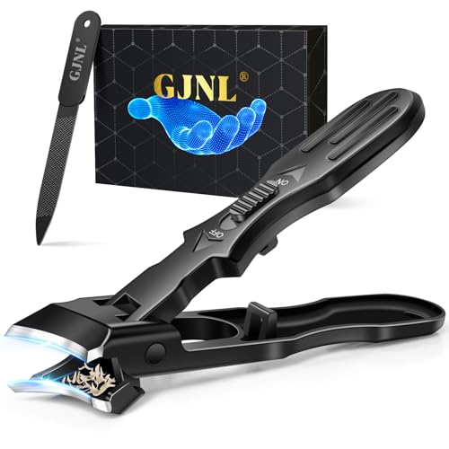 Toenail Clippers for Thick Toenails and Ingrown Nails | Heavy Duty Nail Clippers for Men with Wide Jaw Opening, Anti-Splash Slanted Curved Ingrown Toenail Clippers Nail Cutters - color: Black Slanted Nail Clippers