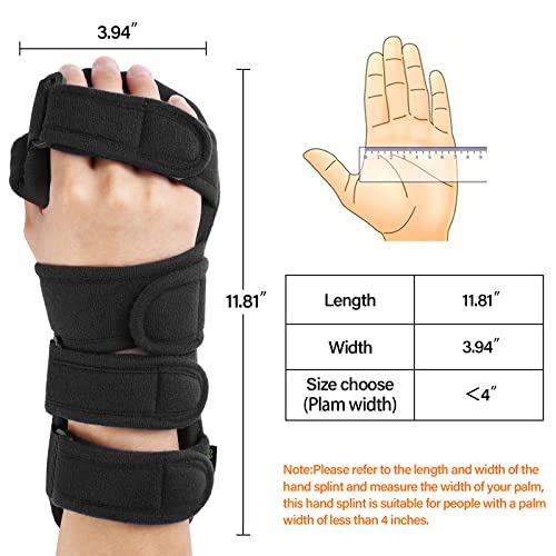 Stroke Resting Hand Splint Right&Left Resting Hand Splint with Finger Separator Functional Night Immobilizer Wrist Finger Brace for Carpel Tunnel Pain,Sprain Fracture,Tendonitis (Right,Black) - color: Right,Black