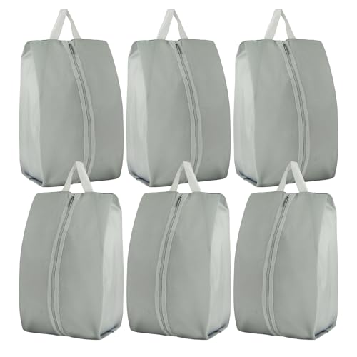 6pcs Portable Shoe Organizer, Travel Pouches with Zipper, Golf Shoe Bags, Clothes Bags, Soccer Cleats Bag Shoe Pouch for Gym, Waterproof, Odor-Resistant (Grey) | Golf Shoe Bags, Clothes Bags, Soccer Cleats Bag Shoe Pouch for Gym, Waterproof, Odor-Resistan