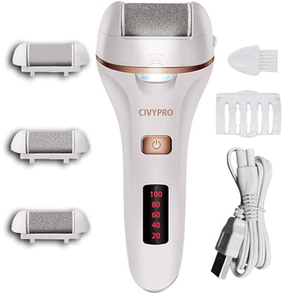 Electric Callus Remover for Feet, Long Service Time Foot Scrubber, Rechargeable Electronic Foot Files, Professional Pedicure Tools Pedicure Kit Feet Care for Crack Heel, Women Gift (White) - color: White