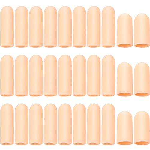 Frienda 30 Pieces Gel Finger Protector Cots Silicone Cover Cap Sleeves for Finger Cracking Trigger Support(Apricot) - color: Apricot