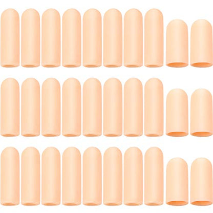 Frienda 30 Pieces Gel Finger Protector Cots Silicone Cover Cap Sleeves for Finger Cracking Trigger Support(Apricot) - color: Apricot
