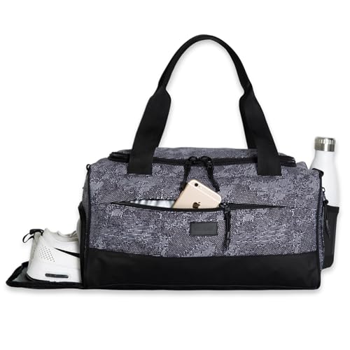 Vooray Boost Small Gym Bag for Women and Men, 23L, Textured Camo | Compact Duffle Bag for Sports, Travel, Shoe Compartment, Water Bottle Pocket, Wet/Dry Pocket, Key Clip, Adjustable Strap - color: Textured Camo