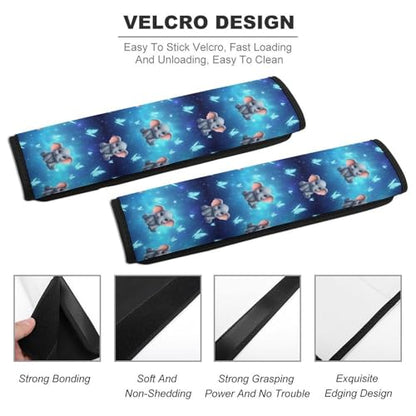 Universal Fit Seat Belt Shoulder Pad for Adult Use, Most Cars, 2 Pack Cute Butterfly Elephant Harness Pads Strap Pressure Relief - color: Pattern 686