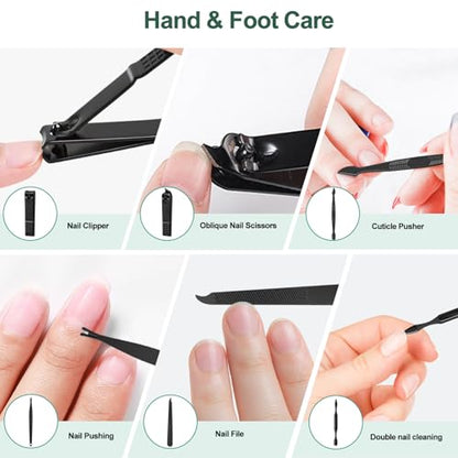 10Pcs Manicure Kit, Manicure Set Nail Clippers Kit Professional Stainless Steel Nail Care Tools with Leather Travel Case, Travel Nail Care Set for Men and Women