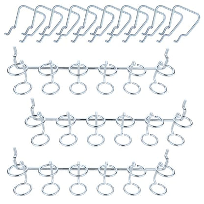 13Pcs Pegboard Screwdriver Pliers Holders Set Contains Double Loop Shelving Display Organizer Hooks and Multi Ring Peg Board Hanging Hook for Shop Store Supermarket