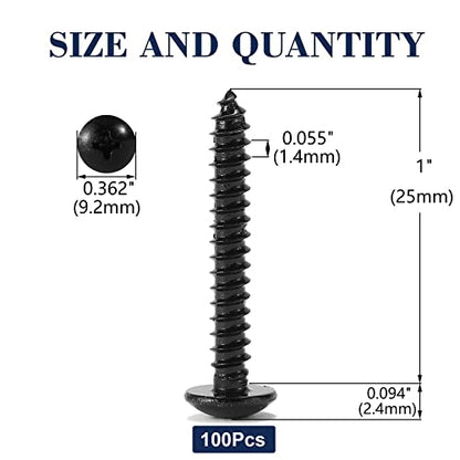 #8 x 1 Wood Screw 100Pcs Truss Head Phillips 18-8 (304) Stainless Steel Fast Self Tapping Screws Black Oxide by SG TZH - size: #8 x 1"