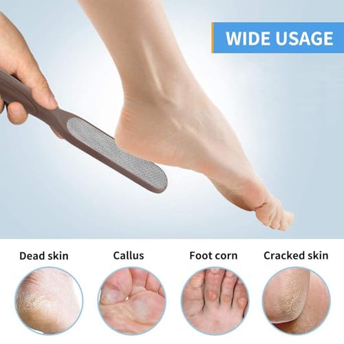 Fu Store 2 Pack Foot Files Callus Remover Stainless Steel Foot Rasp and Dual Sided Feet File Professional Scrubber Pedicure Tools Premium for Feet Care Remove Hard Skin, Brown - color: Brown