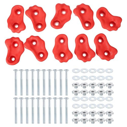 PATIKIL Climbing Rock Wall Grips Play Set Climber Attachments with Double Hole - color: Red, size: B-Small