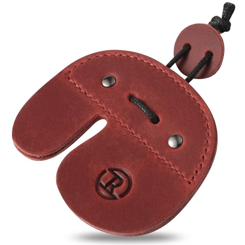 Leather Archery Finger Tabs,Handmade Archery Finger Guard for Shooting Practice Gear, Recurve Bow Fingers Tab - color: Red