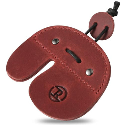 Leather Archery Finger Tabs,Handmade Archery Finger Guard for Shooting Practice Gear, Recurve Bow Fingers Tab - color: Red