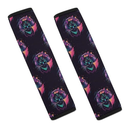 2PCS Cute Funny Cat Colorful Seat Belt Shoulder Pad Soft Padded Harness Pads Strap for Adults and Children, All Vehicles, Anti-Slip Pad - color: Pattern 424