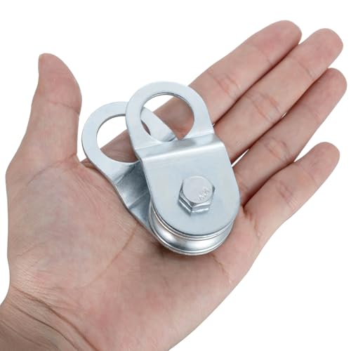 Cable Pulley 32mm Small Snatch Block for 0.23Inch/6mm Wire Rope, Single Pulley Wheel Bearing Inside, Load 110 LB, 1Pack