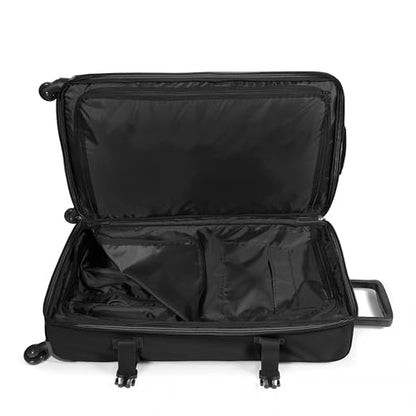EASTPAK TRANS4 L – 80L Large Checked Luggage Bag, Two Compartments, TSA Lock, 360° Spinner Wheels, and Telescopic Handle, Black - color: Black, size: 80 Liter Checked Bag